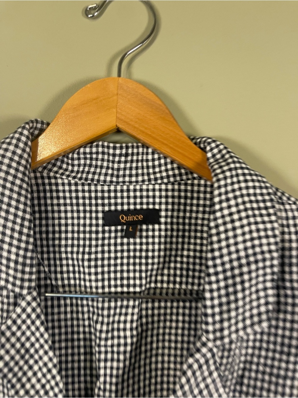 Quince Black & White Gingham Short-Sleeve Button-Down Linen Top - Picture 6 of 8